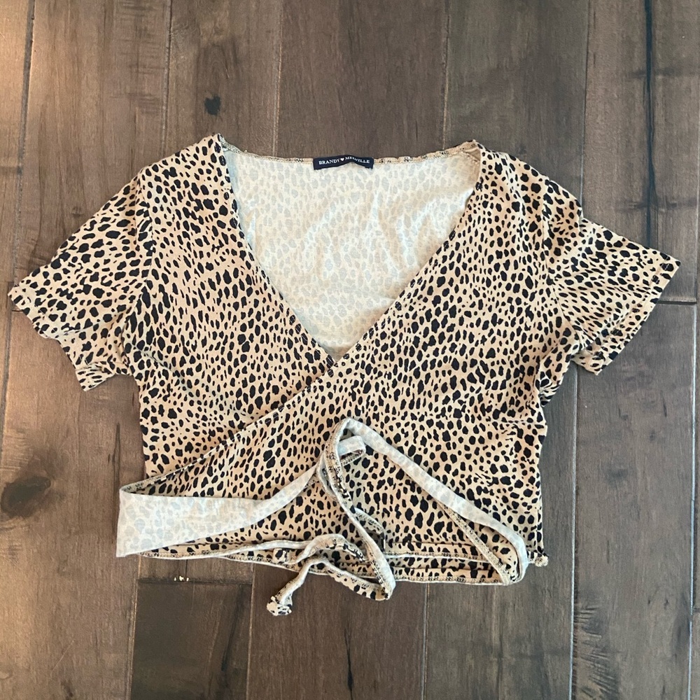 RARE brandy cheetah wrap top!! SEND OFFERS!